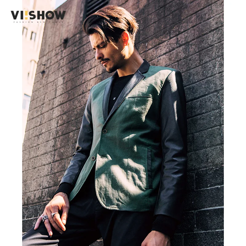 Viishow אביב סתיו אופנה בליזר Mens Slim Fit החליפה של גברים ירוק צבא גברים סיבתי גברים פורמליות הבגדים בתוספת הגודל XXXL XC06143