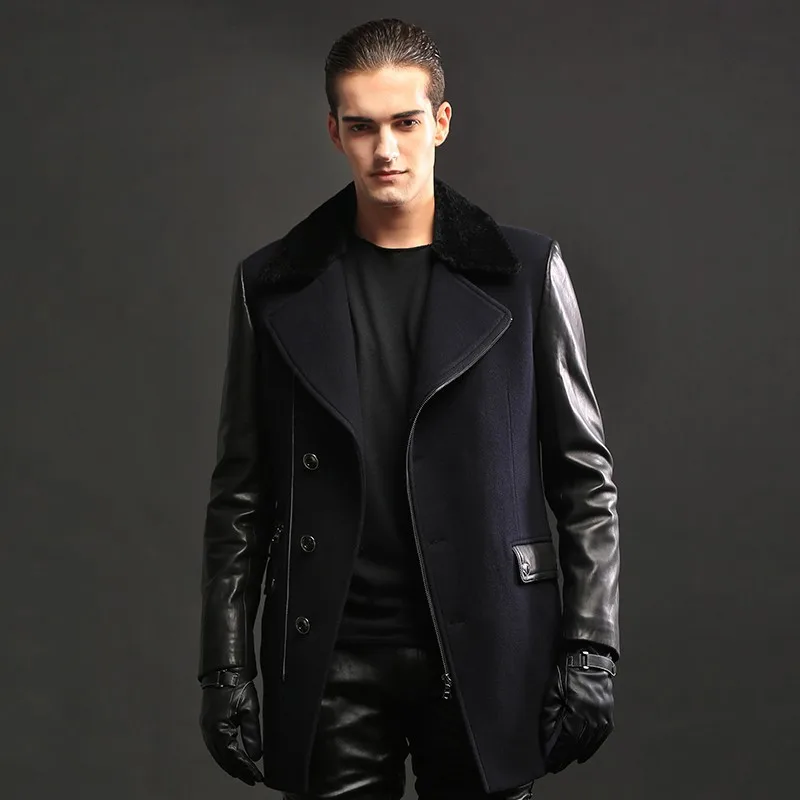 

High quality 100% Wool Coats Men Autumn Winter Business Casual Single Breasted Long Trench Coat Men's England Style Windbreaker