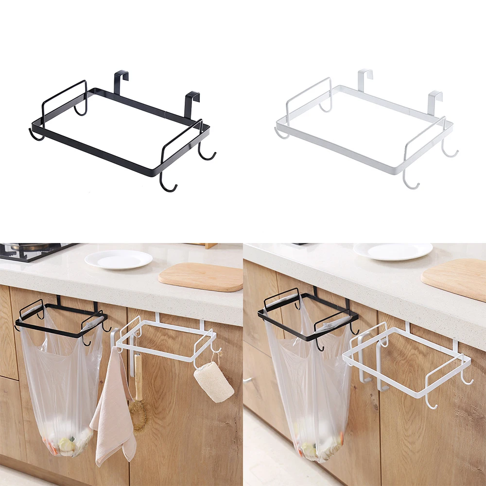 

Iron Creative Kitchen Large Garbage Bags Holder Wash Cloth Towel Storage Rack Hanging Cupboard Cabinet Organizer Shelf