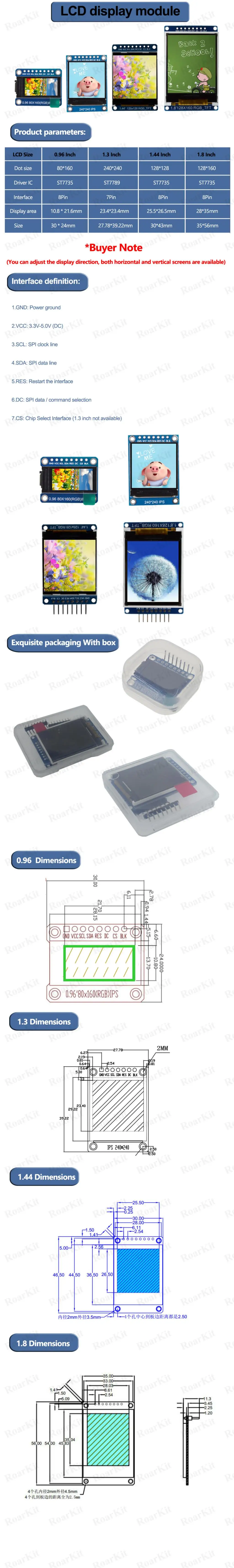 3,3 V 1,44 1,8 дюймов TFT lcd дисплей модуль 128*128 128*160 65K SPI полноцветный экран ips для Arduino 51 Замена OLED ST7735