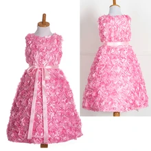 New Girls Rose Dress Kids 3D Flower Tutu Layered Princess Pageant Wedding Party Dresses Children Formal Dress Flower Girl Dress