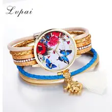 LVPAI креативные женские часы женские кварцевые часы на запястье браслет часы цветы и бабочка платье наручные часы в подарок Reloj Mujer