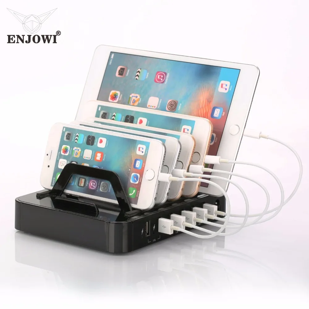 

50W 6 usb port desktop charger Universal smart power charging station phone ipad tablet and Watch Multi-function stand holder