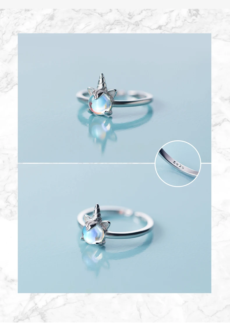 Modian, классические кольца единорог, для женщин, регулируемые, кристалл, опал, твердые, 925 пробы, серебро, мода, Радужное кольцо на палец