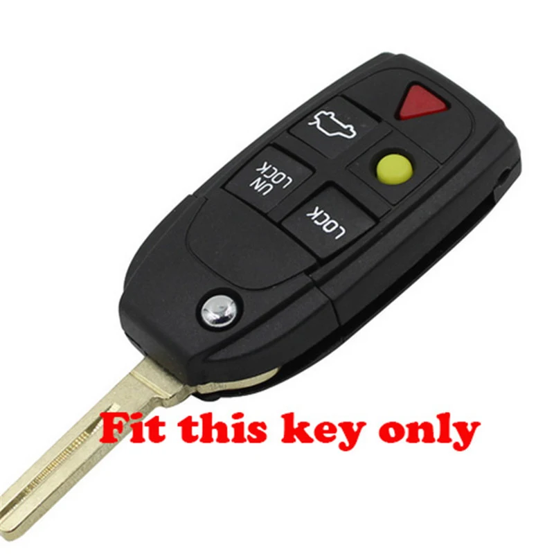 Silicone Rubber Car Key Case Cover Holder Protect Set For Volvo S80 S60 V70 XC70 XC90 D05 Folding Flip 5 Buttons Remote Key