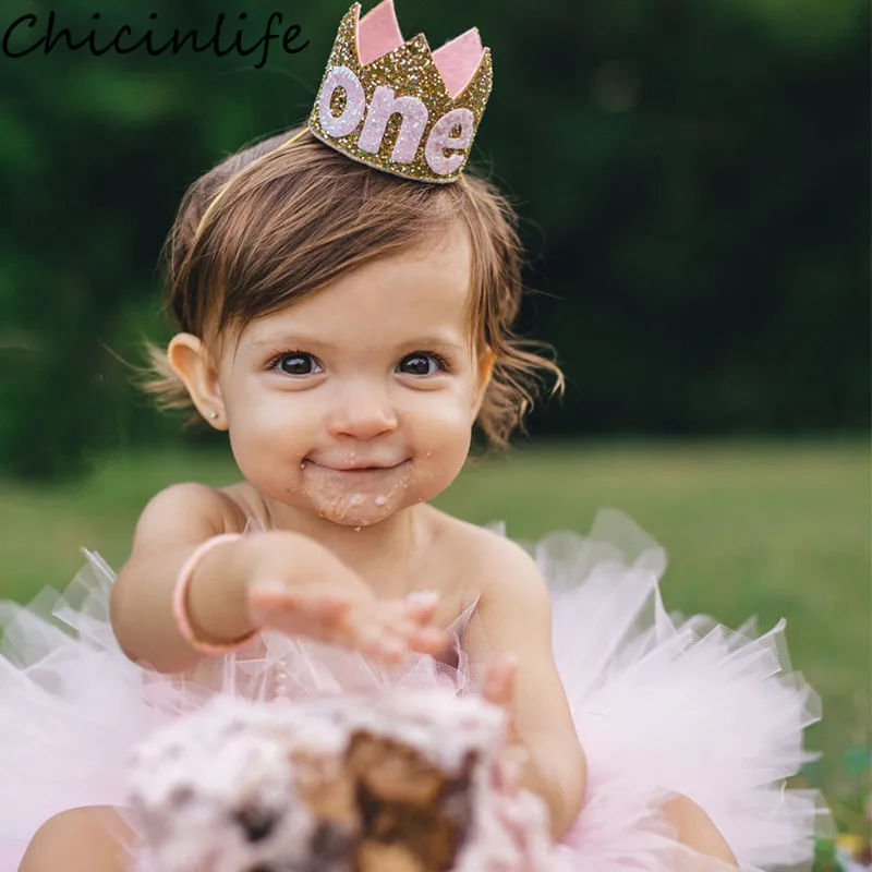 Chicinlife 1 шт. Золотая первая повязка на голову с короной на день рождения один год ребенок душ день рождения шляпа мальчик девочка 1-й День рождения Suppllies