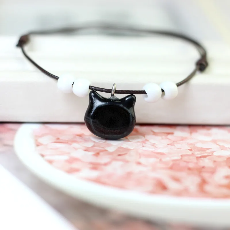 12 Pieces/Lot Animal Cat Bracelet For Women Ceramic Beaded Bracelets Vintage Beads Multilayer