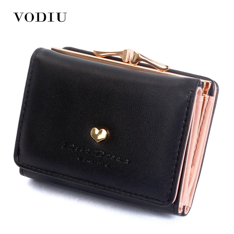 

Women Wallets Leather Short Three Fold Letter Kawaii Girl 2017 Coin Holder Card Candy Color Dollar Price Photo Designer Clutch