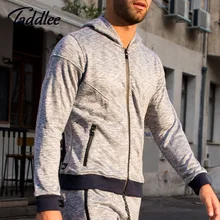 Taddlee бренд для мужчин's толстовки Streatwear на молнии футболка с длинными рукавами синий хлопок человек негабаритных Стрейч Куртка для мальчико