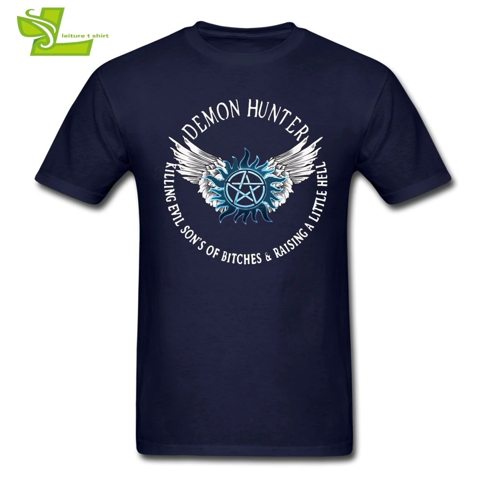 Суперъестественная Мужская футболка Demon Hunter Protect Symbal Flames 10 свободные топы для