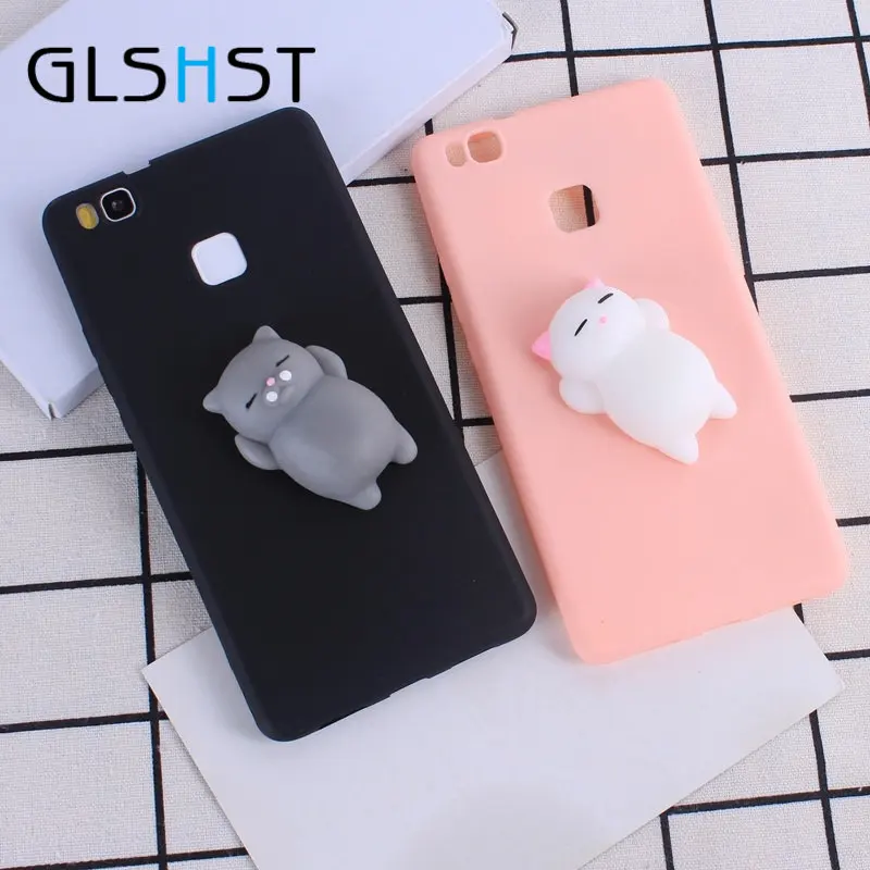 

GLSHST Case For Huawei Y3 2017 Y5 2017 P9 Lite Phone Shell Relieve Stress Toys 3D Squishy Soft Silicone TPU Back Cover Fundas