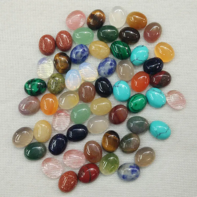

2016 Fashion assorted natural stone Oval CAB CABOCHON 8x10mm mix beads for jewelry making wholesale 50pcs/lot free shipping