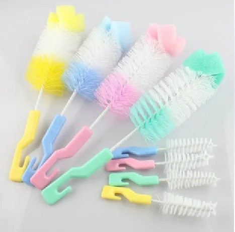

2pcs/set Retail Baby Bottle Brush Sponge Head 360 Degree Rotating Baby Milk Bottle Cup Brush Baby Bottle Cleaning Brush Sets
