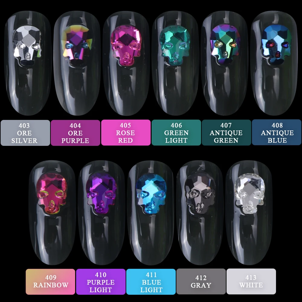 Shiny Rhinestones Nail Art Creative Skull Bone Decorations Glitter Flame Strass Nail Gems Flatback Stone Charms Accessory LA963 (3)