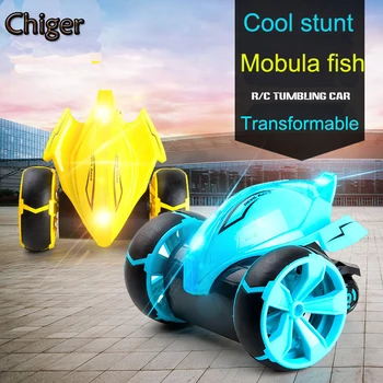 

Chiger New 2.75G RC tumbling Vehicle Mobula Crazy Devil Fish Monster Spin Stunt Car Sparkle LED Light RC Car Toy kids gifts