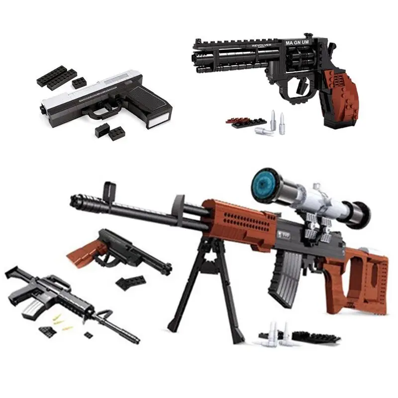 300Pcs Gun SWAT Magnum Revolver Pistol Power GUN Weapon Arms Model Toy Bricks Building Blocks Toys for Children