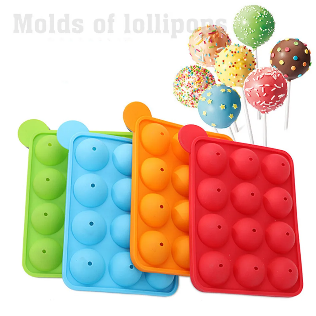 

12-Hole Round Ball Silicone Lollipop Mold Chocolate Mold Cake Utensilios De Reposteria Patisserie Accessoire Decoration Torta Y1