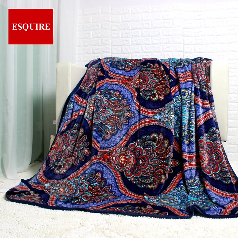 FLEECE flannel BED SHEET ancient antique classic flower blanket 310G/SM 200X220CM