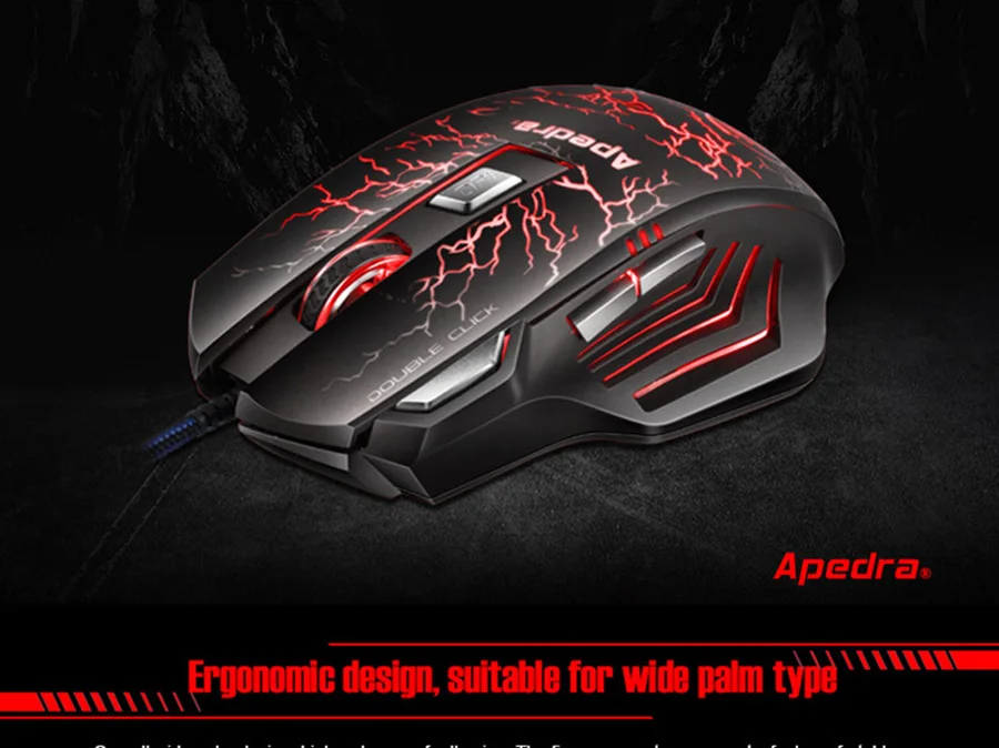 APedra A7, игровая мышь, макро, пользовательская USB компьютерная мышь, 3200 dpi, 7 кнопок, эргономичная USB Оптическая Проводная игровая мышь для ПК, ноутбука