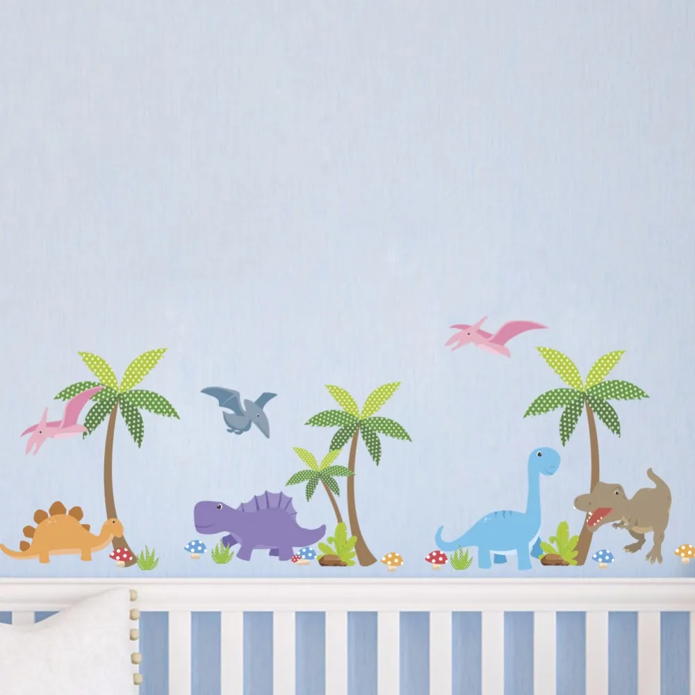  Cartoon animal Dinosaurs landscape Wall Stickers Kids Rooms Boy room