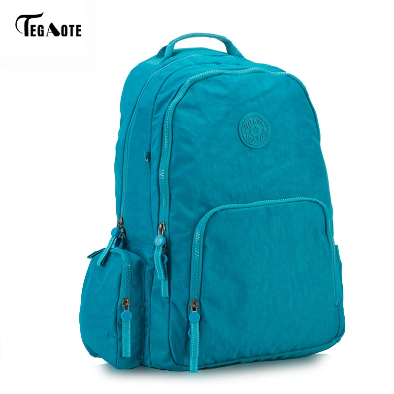 Tegaote clásico nylon mujer mochila marca mochila del cuaderno del ordenador portátil para estudiantes universitarios impermeable mochila escolar
