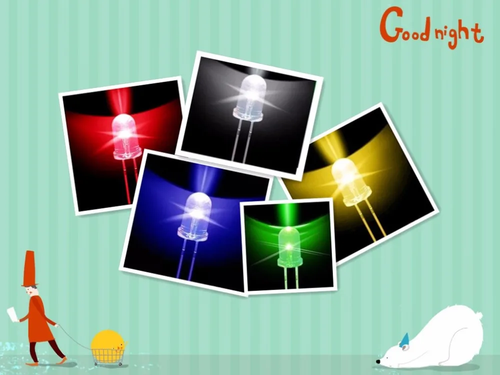 

Free shipping 500pcs Super Bright 5mm Round Led Emitting Diode F5 LED light for DIY lights/Each color is 100pcs