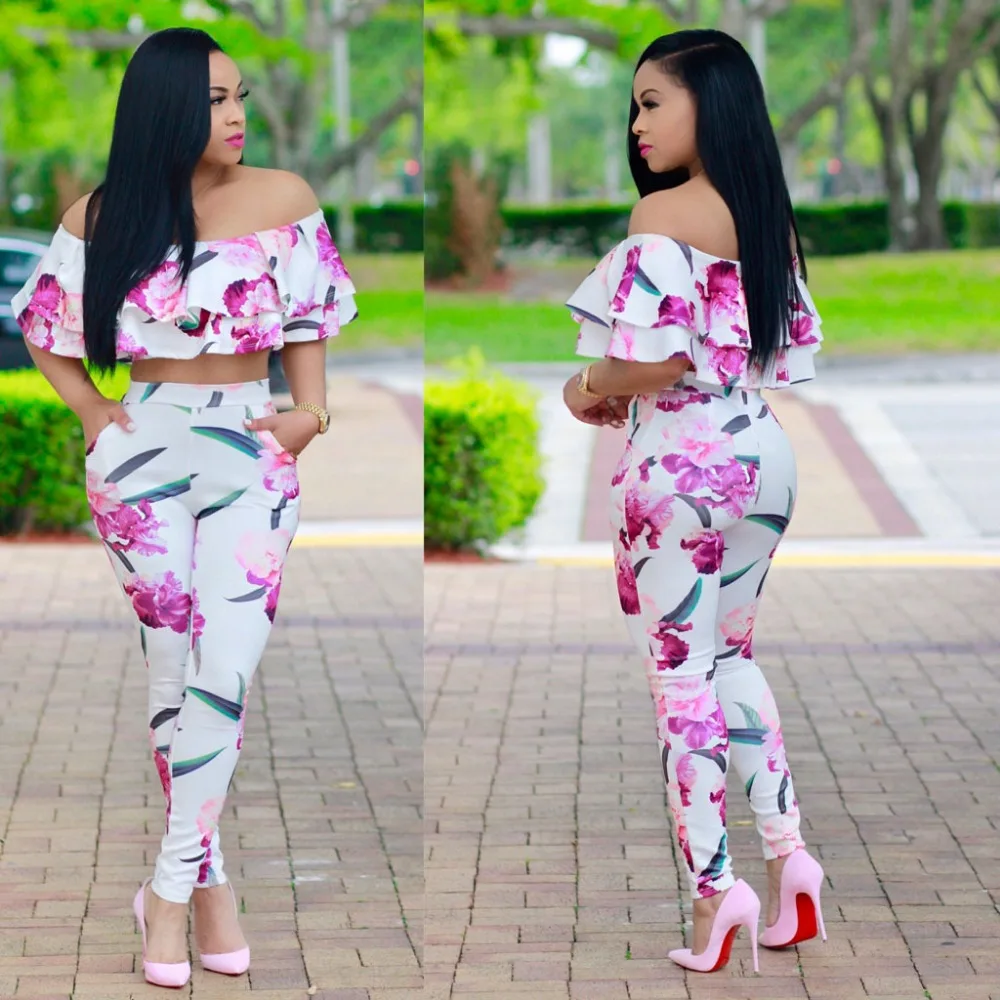 Летние Для женщин Sexy цветочные оборками с плеча Bodycon Комбинезоны для mujer модные