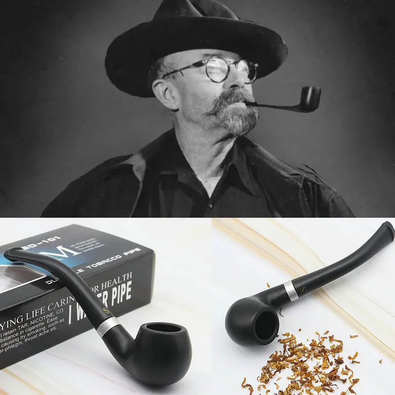 1pcs Black Curved Smoking Pipe Wood Durable cigar Pipe Smoking Pipe