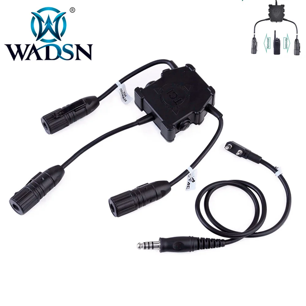 WADSN Airsoft R.3 U series dual PTT Tactical Headset Accessories Connector connection two Kenwood Version walkie-talkie ptt Z127