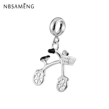 

New Authentic 100% 925 Sterling Silver Bead Charm Bicycle Pendant Charms Bike Fit Pandora Bracelets Women Diy Jewelry