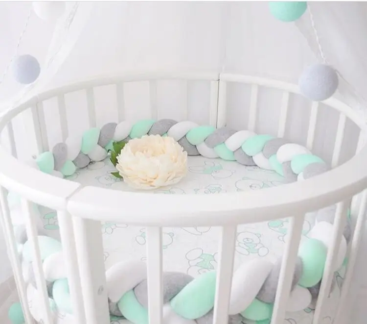 

Soft Cute Baby Crib Bumpers Pad Knot Cushion Braided Nursery Bedding Cotton Cot dector Newborn Bumpers Safety Rail 1M 1.5M 2M