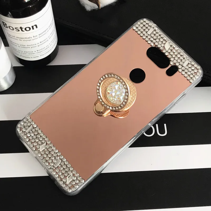 Для LG V30 Алмазный Блестящий Мягкий зеркальный чехол с кольцом для пальца G3 G4 G5 G6 V10