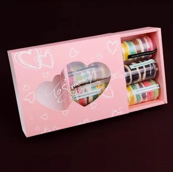 

400pcs Pink Heart Push Cake Boxes Paper Cookie Box with Clear Window Gift Box Puff Puff Box DIY Gift Baking Packaging 22*17*5cm