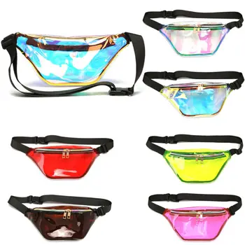 

2019 New Style Sequin Women Laser Jelly Waist Bag Fanny Pack Running Zip Belt Money Pouch Holiday Bag