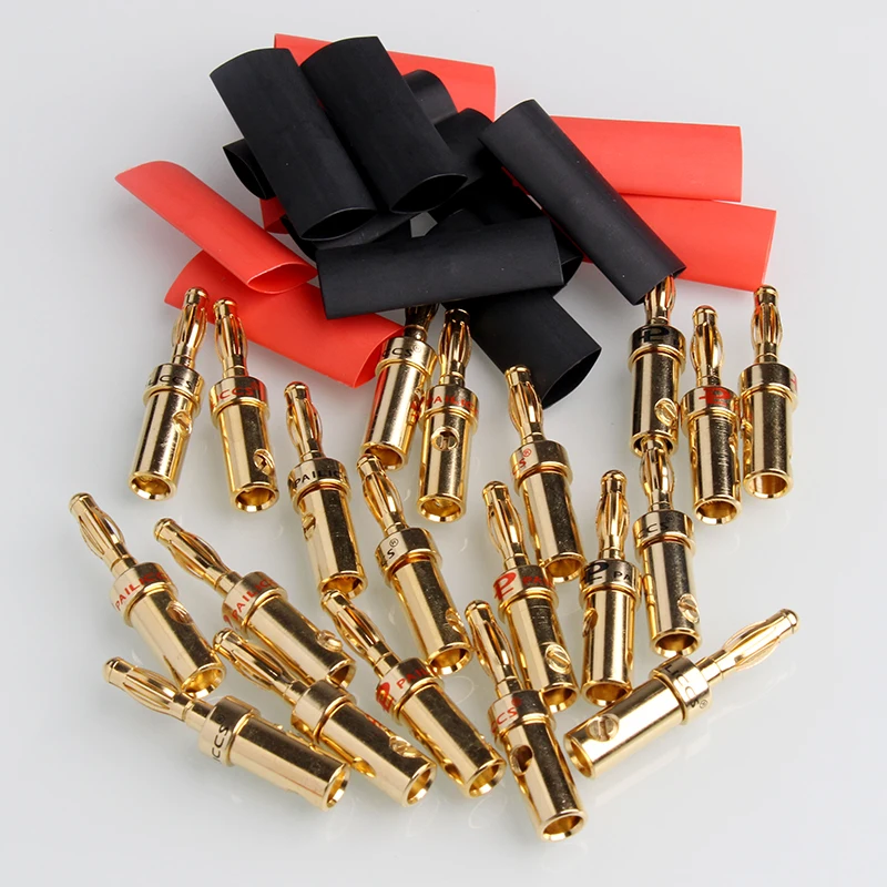 4pcs 4mm Plugs Gold Plated Musical Speaker Cable Wire Pin Banana Plug Connectors