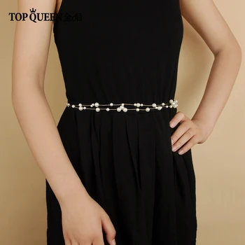 

TOPQUEEN SH36 golden pearl bead belt girls pearl belts cheap dress belts pearl belt for wedding dress pearl belt for bridesmaid