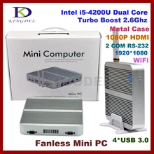 8 ГБ RAM + 256 ГБ SSD Безвентиляторный Настольный PC Embedded PC Мини Промышленный Компьютер с Core i5 4200U, 2 * COM RS232, 4 * USB, HDMI, Wi-Fi