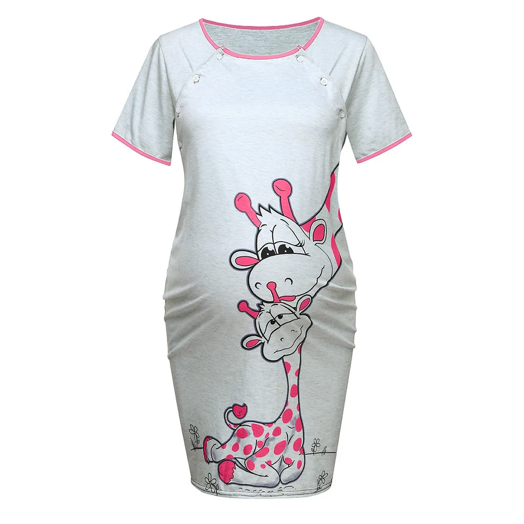 Платье для беременных; женская ночная рубашка с рисунком и короткими рукавами; хлопковая повседневная одежда для беременных; летнее платье для беременных; HOOLER