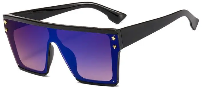 Звездные черные солнцезащитные очки дизайнерские брендовые роскошные женские трендовые квадратные плоские солнечные очки Женские оттенки Lunette Soleil Zonnebril - Цвет линз: dark blue