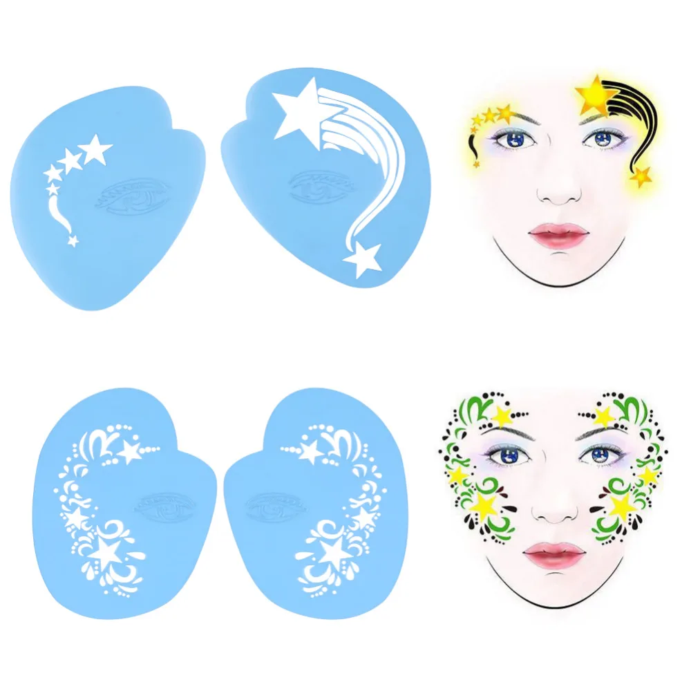 7 видов стилей смешанные многоразовые краски для лица и аэрограф трафареты для блестящих татуировок боди-арт макияж шаблон для рисования татуировки инструменты дизайна