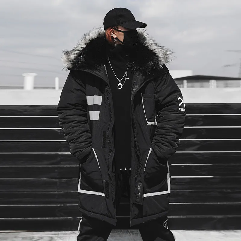 Зимняя теплая Новая мужская хлопковая одежда модная хип-хоп Толстая теплая хлопковая куртка большого размера теплое пальто размер США S-XXL