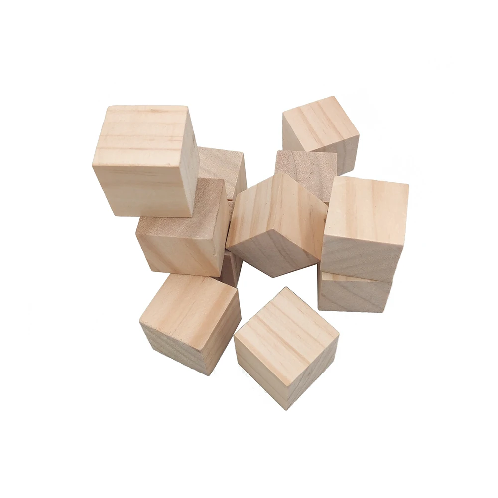 50pcs 0.39inch Unfinished Wooden Blocks Small Wood Cubes, For