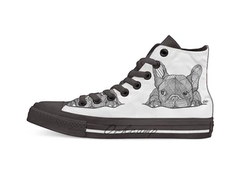 

French Bulldog Puppy Design breathable Casual High Top lace-up Canvas shoes sneakers