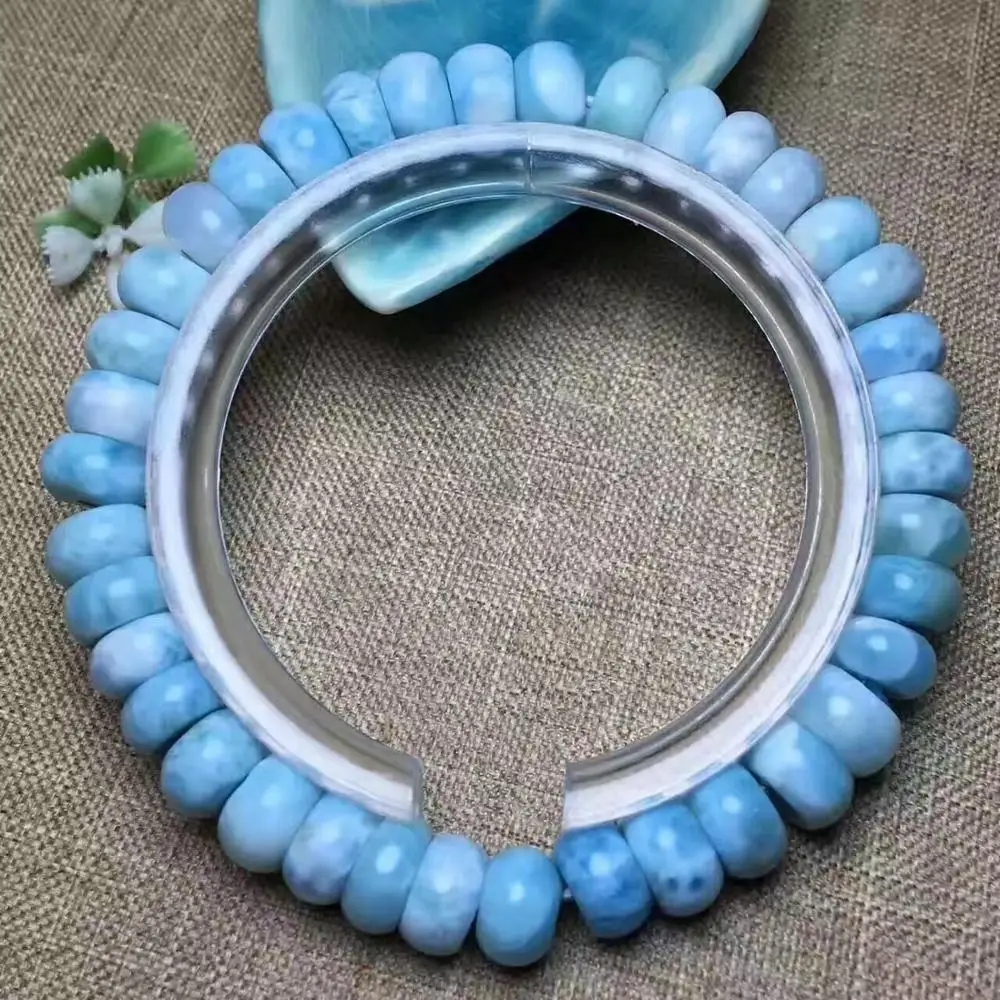 

free shipping Natural Blue Larimar stone Stretch Marquise Beads Bracelet 8.5mm AAAA