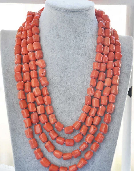 

huij 002142 natural13x15mm massive pink coral NECKLACE 100inch