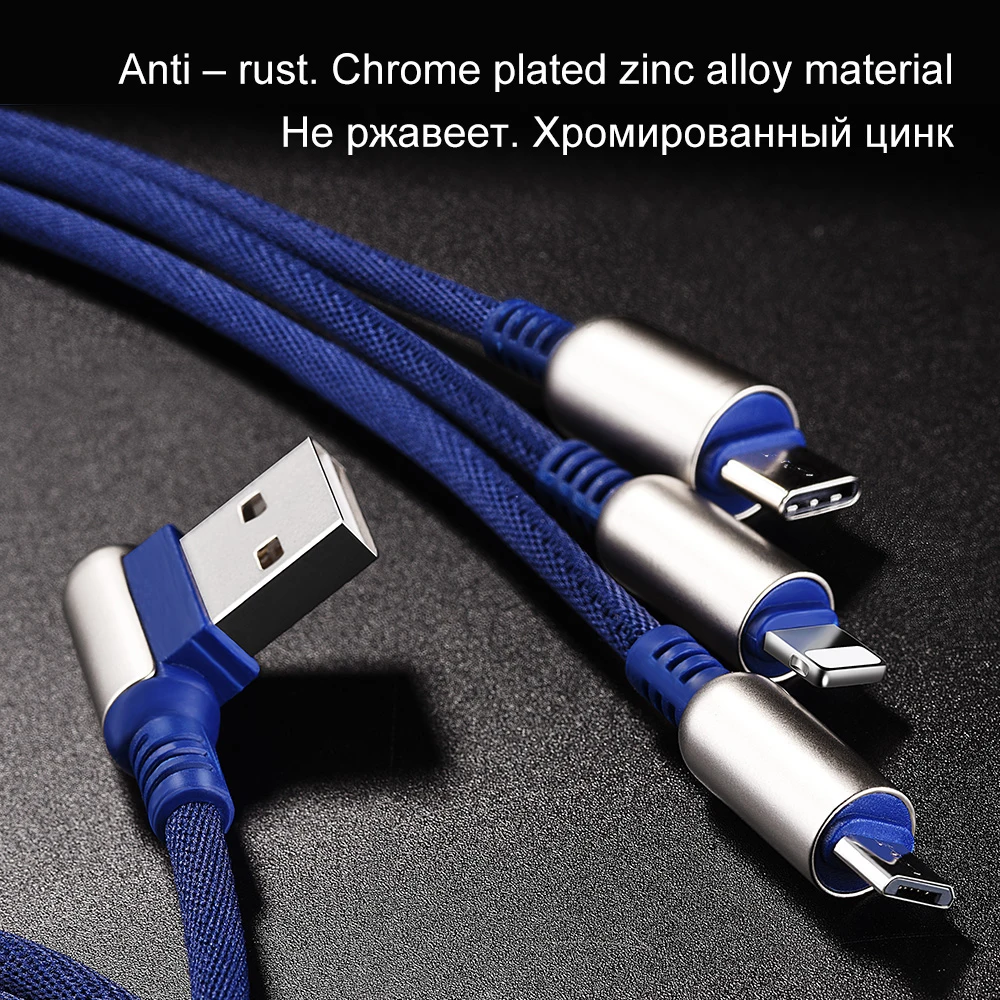 USB кабель HOCO для iPhone X XS XR 8 7 зарядное устройство 3 в 1 Micro Android Type c мобильный телефон