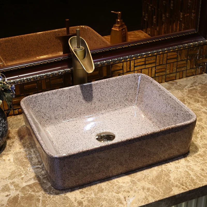 Rectangle China Artistic Handmade Ceramic Bathroom Sinks Lavobo Counter top table top basin bathroom sink (8)