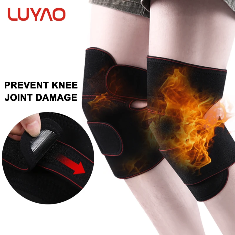 

LUYAO 1Pair Adjustable Black Knee Pads Elastic Breathable Warm Knee Support Safety Patella Protective Free Size