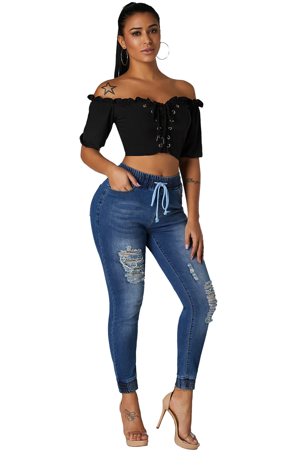 Dark-Blue-Denim-Mode-Distressed-Jogger-Pants-LC786034-5-2