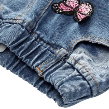 2-7 Y Children Girls Fashion Children Girls Denim Jeans Butterfly Pattern Baby Kids Cartoon Hole Pants 5